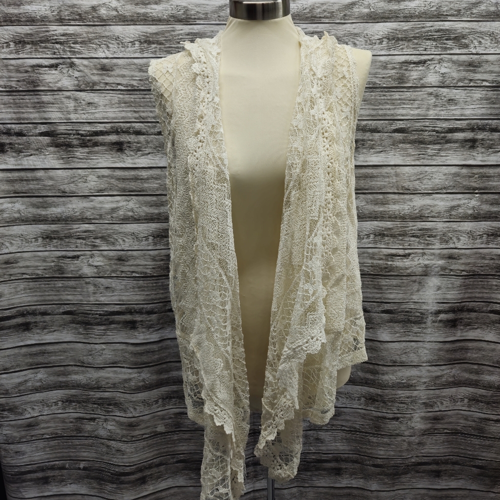 Late for dinner lace sleeveless hooded cardigan